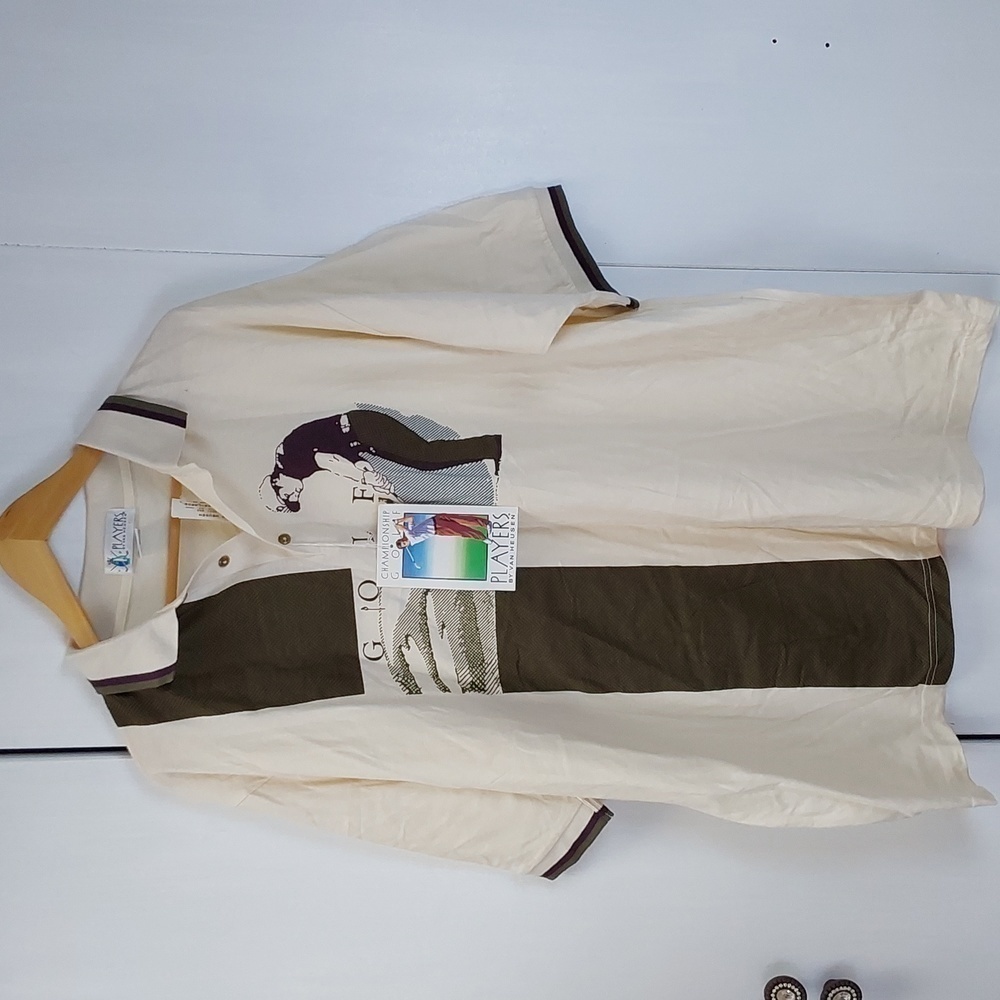 Van Heusen- Players Cream Golf POLO Mens Sports,Novelty New! Sz.XXL